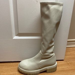 Vegan Leather knee high chunky boots
